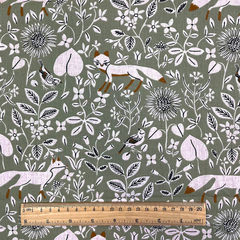 Printed Cotton CAMPANA Lichen / Rust